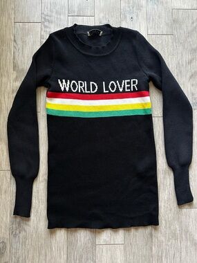 Sandro World Lover‎ Black Crewneck Sweater Size 0